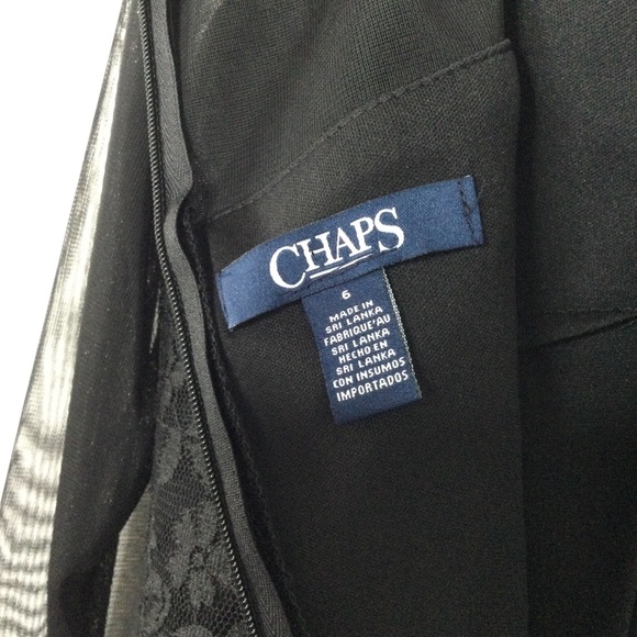 CHAPS Floral and Lace Long Sleeve Dress Black Size 6 - Picture 7 of 10